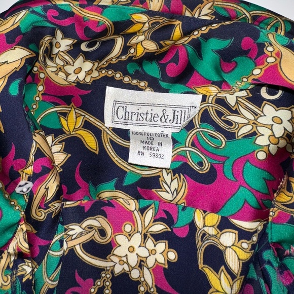 Vintage Christie & Jill Blouse Women Size 10 Button Up Long Sleeve Made in Korea - Picture 3 of 8
